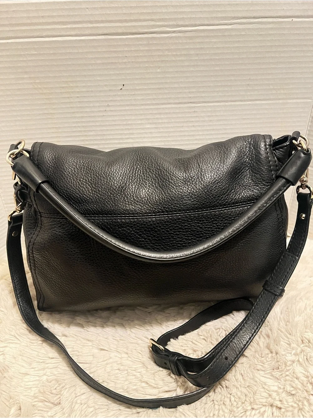 kate spade Cobble Hill Little Minka Black Leather Convertible Shoulder Bag